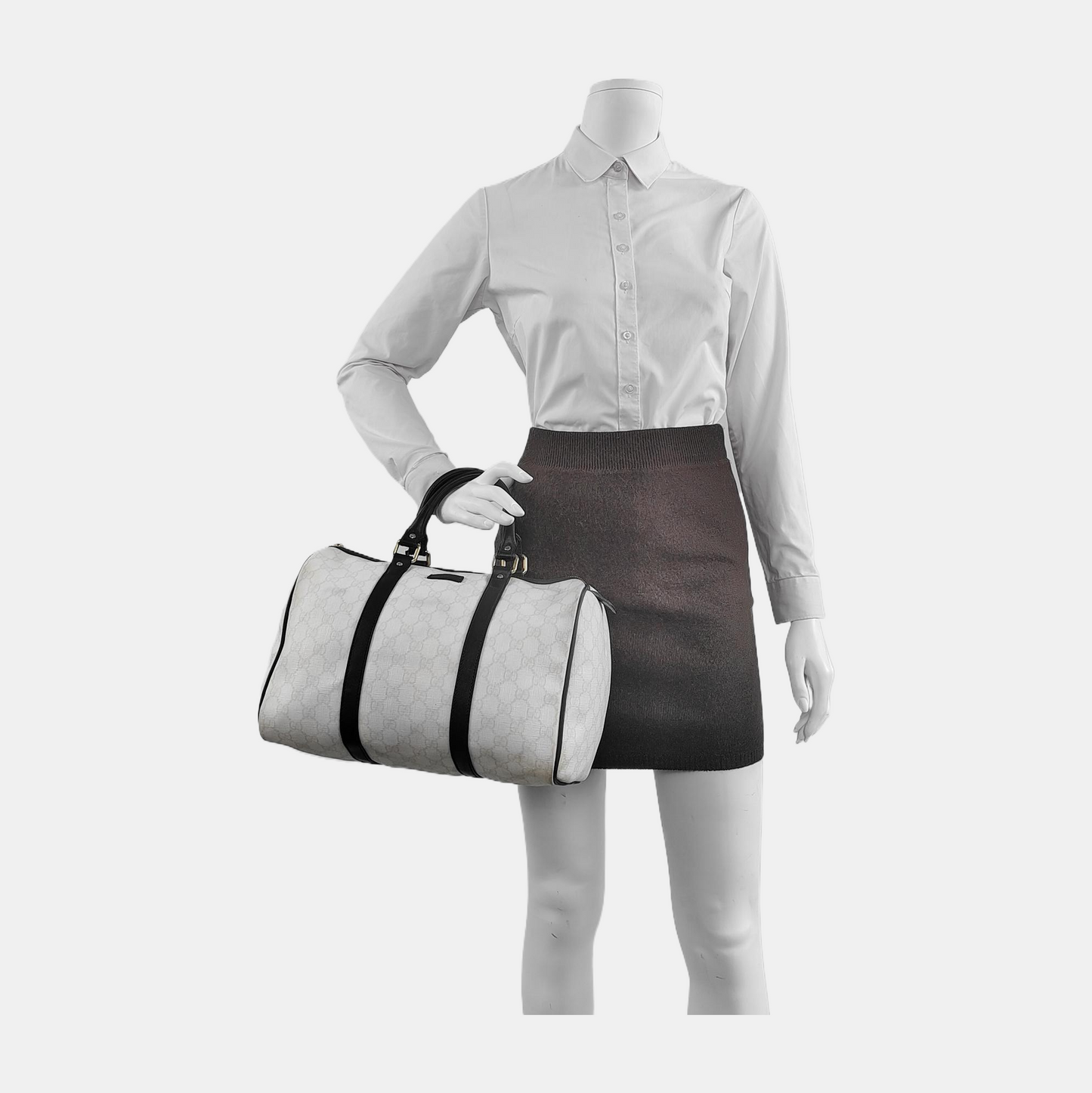 GUCCI Joy White Coated Canvas Monogram Handbag Golden hardware-(SKU)-942429656