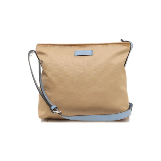 GUCCI Khaki Nylon Monogram Single Shoulder Bag Crossbody Silver Hardware-(SKU)-13943470