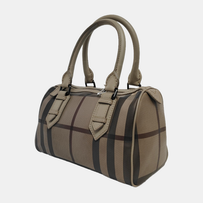 BURBERRY Gray coated canvas handbag, crossbody bag Silver Hardware-(SKU)-945698087