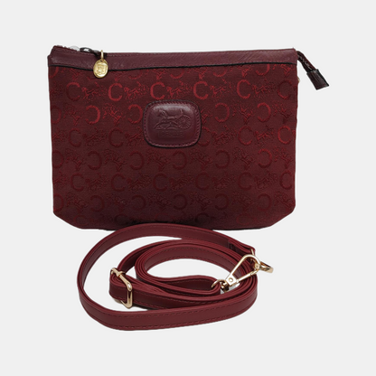 CELINE Red Fabric Jacquard Handbag Silver Hardware-(SKU)-942434157