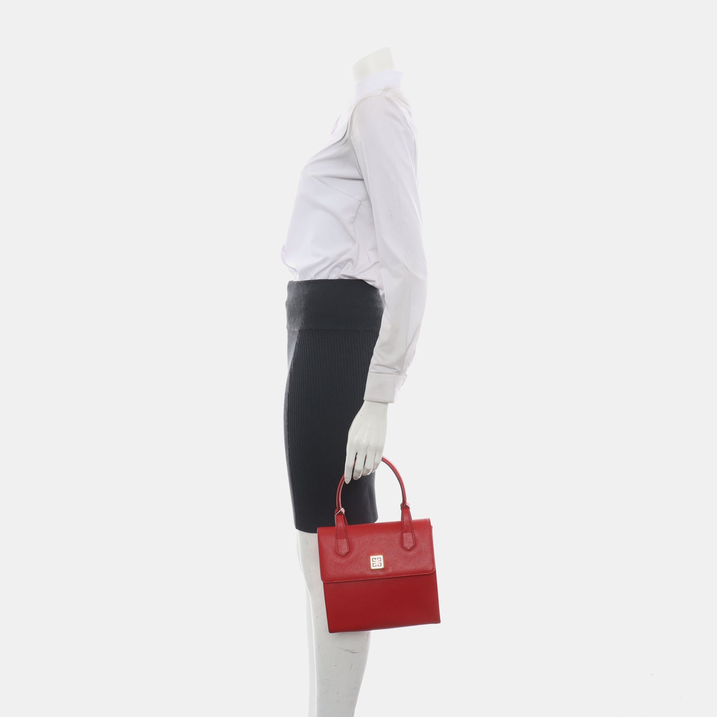 GIVENCHY Red Cowhide Tote Bag Golden hardware-(SKU)-11907280