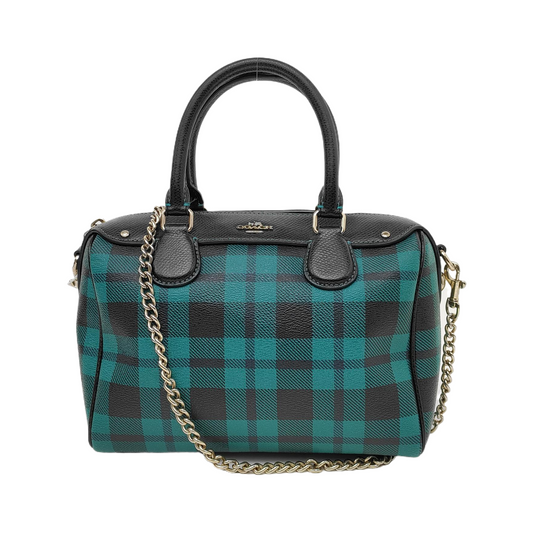 COACH BENNETT Medium size Green Coated Canvas Studs Shoulder Bag Crossbody Hobo Golden hardware Removable shoulder strap-(SKU)-942282221