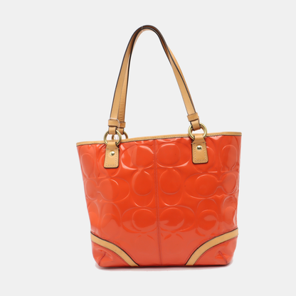 COACH Tote bag Crimson Patent Leather Monogram Embossed Single Shoulder Bag Crossbody Bag Handbag Silver Hardware-(SKU)-11812789