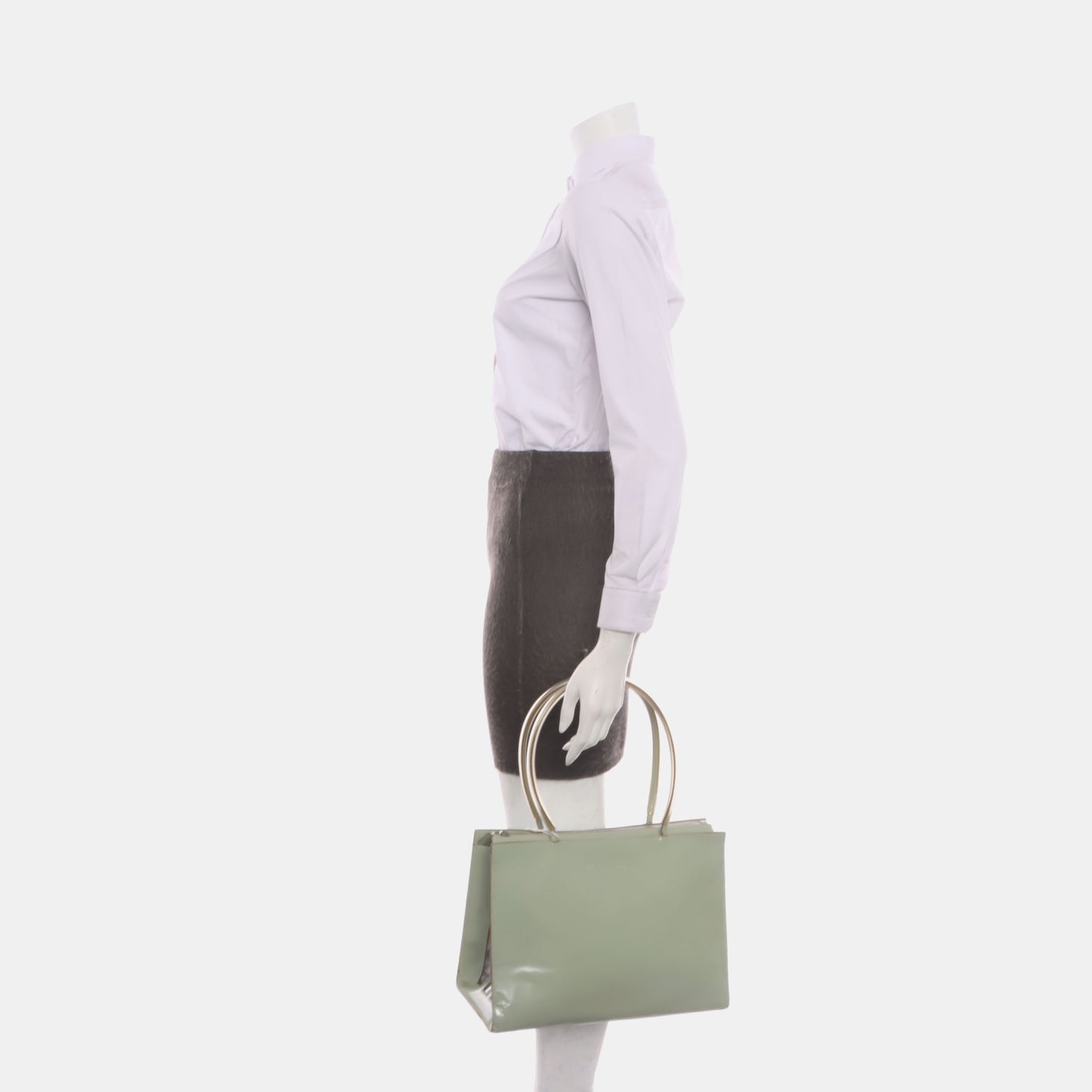 FERRAGAMO Tote bag Light Green Cowhide Single Shoulder Bag Tote Bag Silver Hardware-(SKU)-930402799
