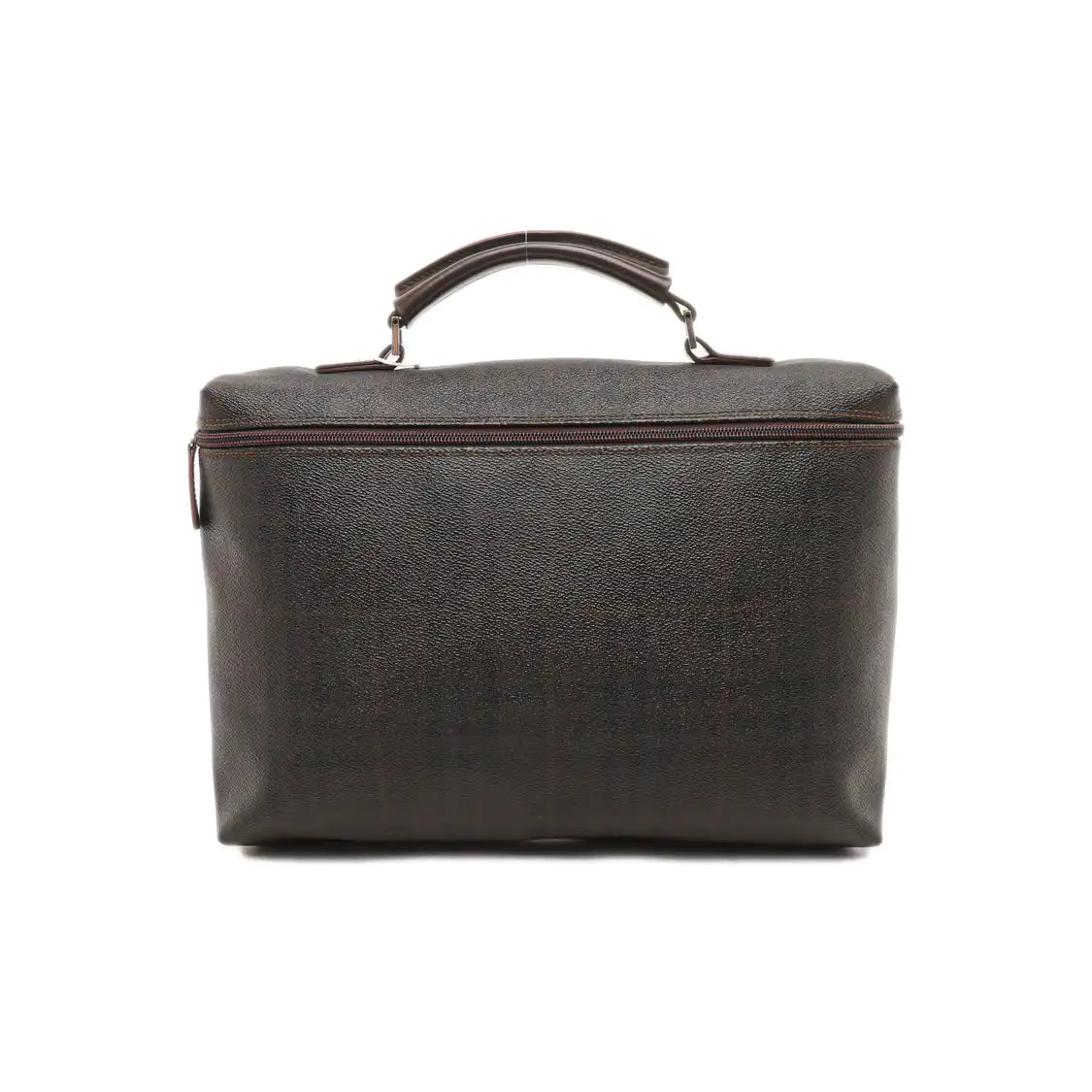 BURBERRY Dark brown coated canvas printed handbag Silver Hardware-(SKU)-14497156