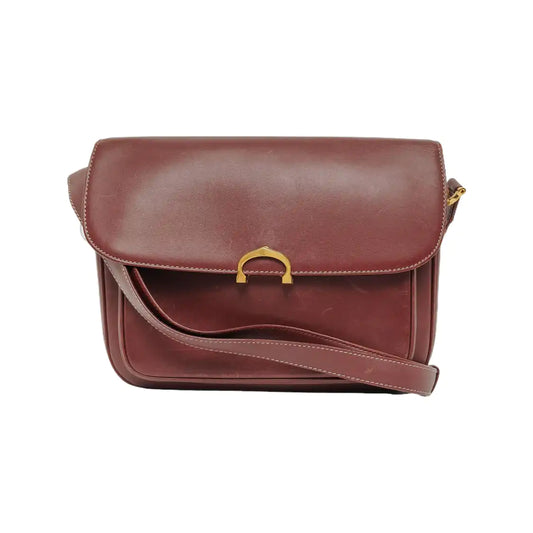 Cartier Burgundy Leather Single Shoulder Bag Golden hardware-(SKU)-940925520