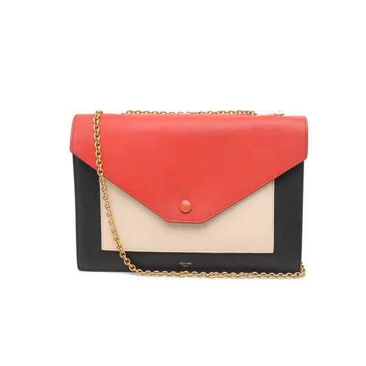 CELINE POCKET Multicolor Leather Single Shoulder Bag Crossbody Bag Golden hardware-(SKU)-939620306