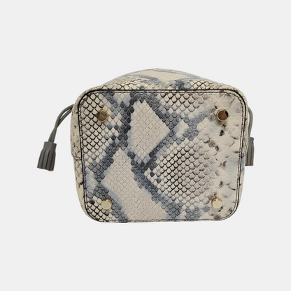 Kate Spade Bucket bag White leather snake-pattern shoulder bag/handbag/crossbody bag Golden hardware Removable shoulder strap-(SKU)-942670140