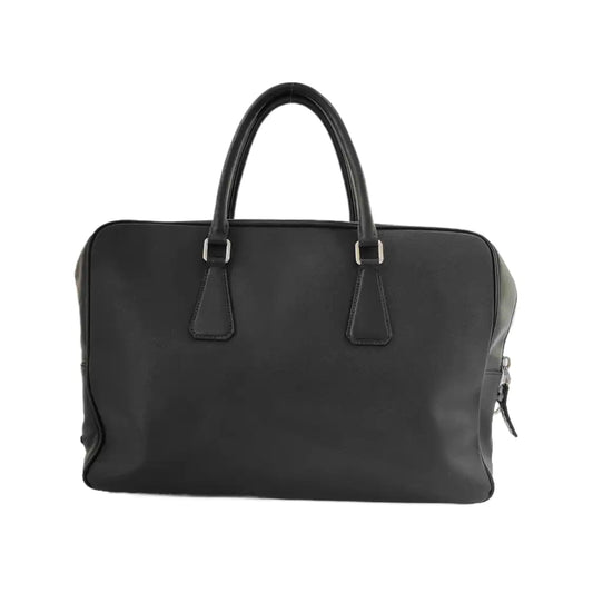 PRADA Black Cowhide Cross Grain Handbag Silver Hardware-(SKU)-945045232