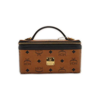MCM ROCKSTAR mini Cognac Coated Canvas Monogrammed Single Shoulder Bag Tote Bag Crossbody Bag Golden hardware Removable shoulder strap-(SKU)-939759893