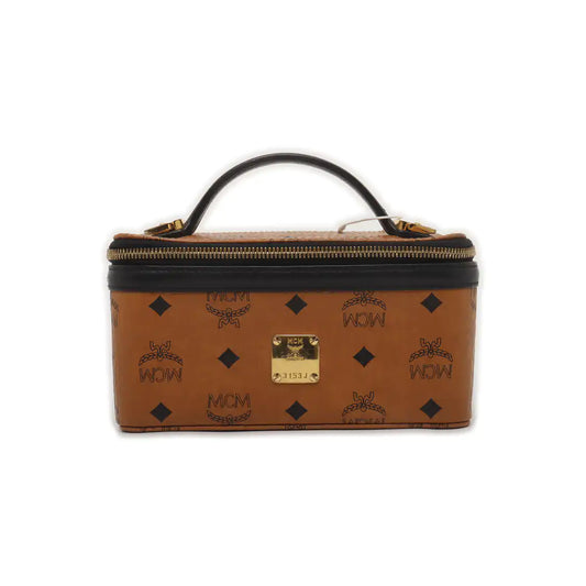 MCM ROCKSTAR mini Cognac Coated Canvas Monogrammed Single Shoulder Bag Tote Bag Crossbody Bag Golden hardware Removable shoulder strap-(SKU)-939759893