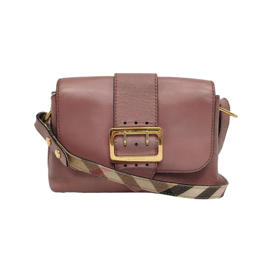 BURBERRY Buckle Beige Leather Crossbody Bag Single Shoulder Bag Golden hardware Removable shoulder strap-(SKU)-940108436