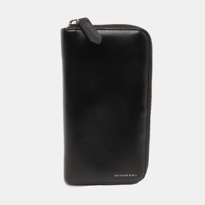 BURBERRY Black Cowhide Wallet Silver Hardware-(SKU)-938007863