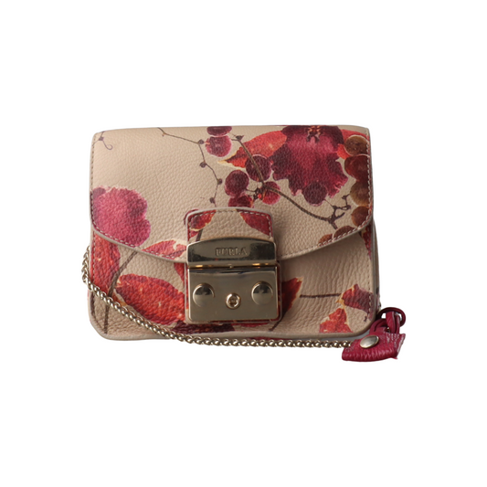 FURLA Metropolis Multicolor Leather Printed Sling Bag with Shoulder Golden hardware Removable shoulder strap-(SKU)-14449646