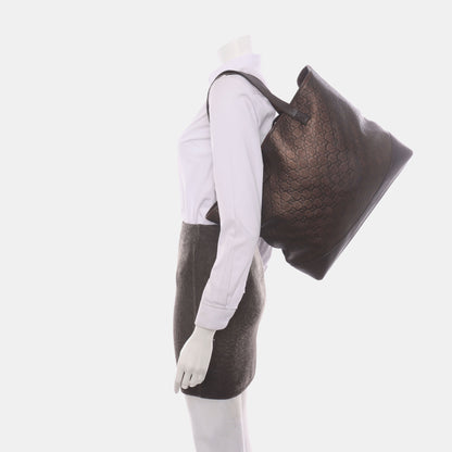 GUCCI Tote bag Dark Brown Cowhide Monogram Crumpled Single Shoulder Bag, Handbag Silver Hardware-(SKU)-929188415