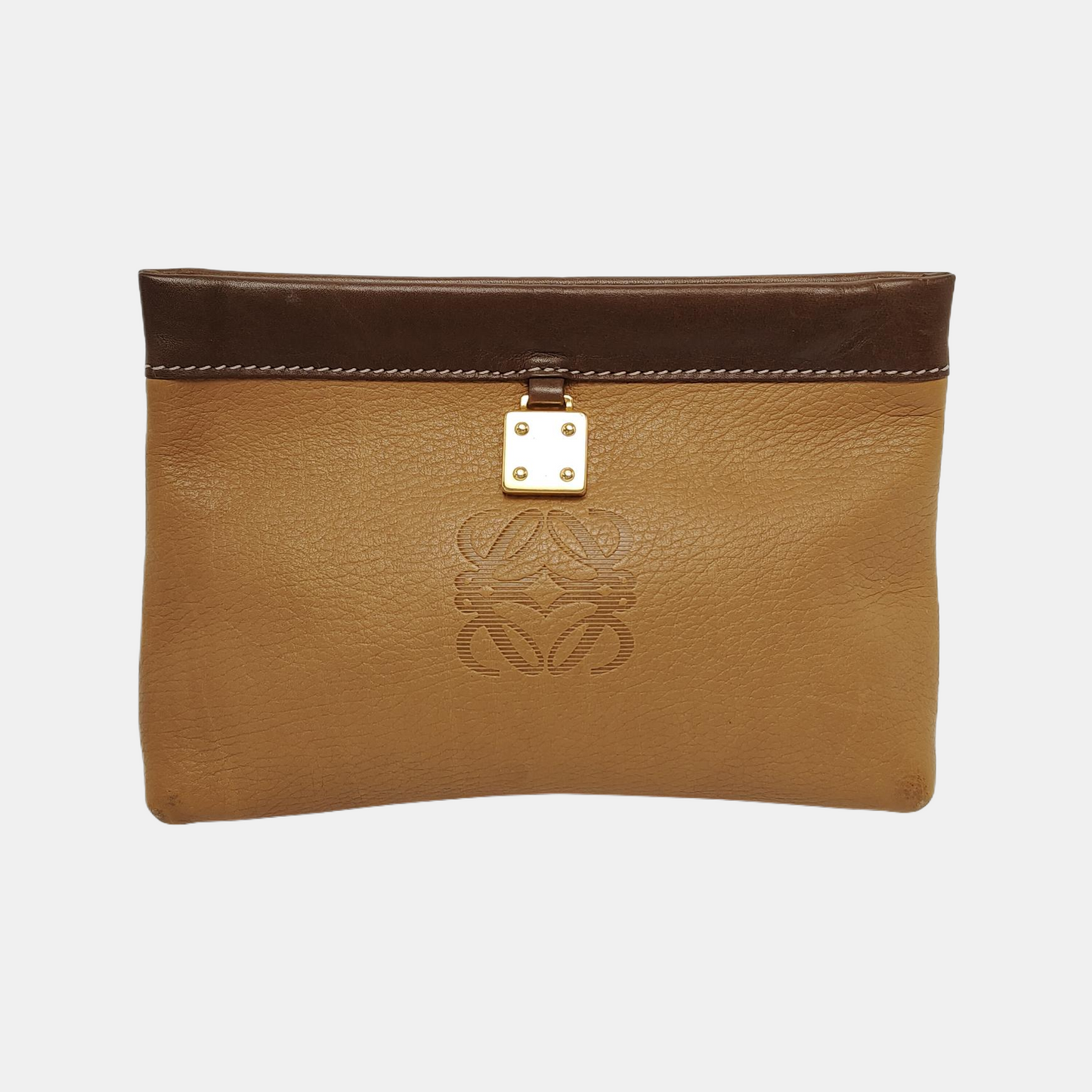 LOEWE Brown Cow Leather Grained Handbag Golden hardware-(SKU)-943656092