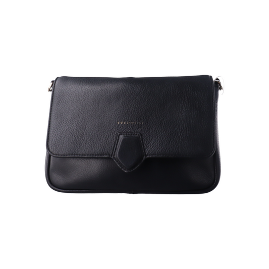 COCCINELLE Black Leather Single Shoulder Bag Golden hardware Removable shoulder strap-(SKU)-14421257