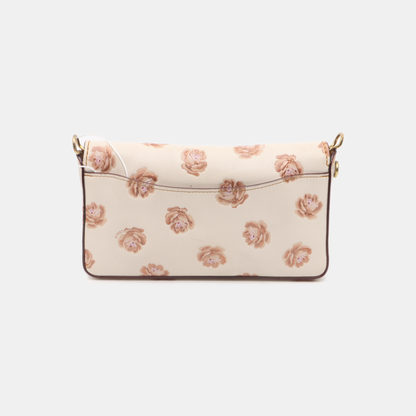 COACH DINKY Medium size White Leather Printed Sling Bag Golden hardware Removable shoulder strap-(SKU)-937355790