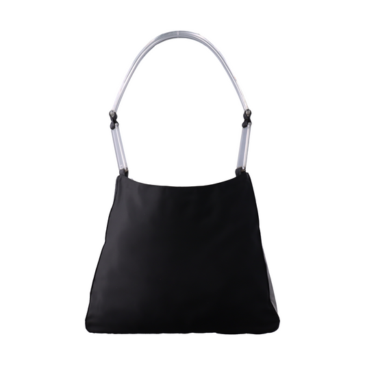 PRADA Black Nylon Single Shoulder Bag Tote Bag Silver Hardware-(SKU)-933583298