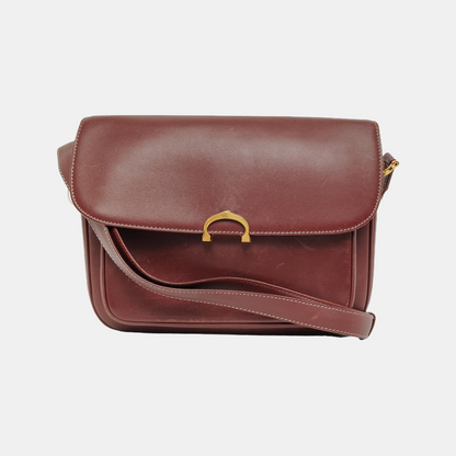 Cartier Burgundy Leather Single Shoulder Bag Golden hardware-(SKU)-940925520