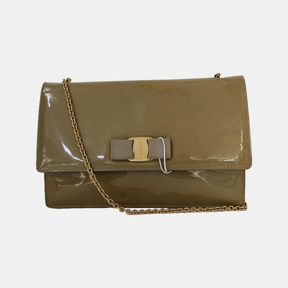 FERRAGAMO Ginny Green Cowhide Single Shoulder Bag Crossbody Golden hardware-(SKU)-942638146