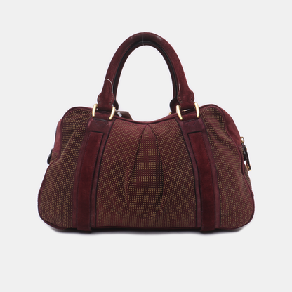 BURBERRY Purple Velvet Leather Tote Bag Golden hardware-(SKU)-12946177