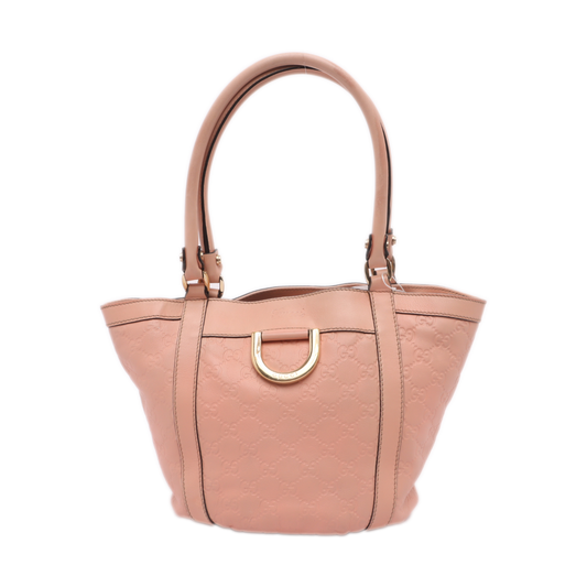GUCCI D Gold Nude Pink Calfskin Monogrammed Tote Bag Single Shoulder Bag Golden hardware-(SKU)-13640994