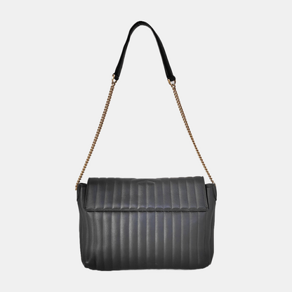 FERRAGAMO Black Leather Quilted Single Shoulder Bag Golden hardware-(SKU)-941505709