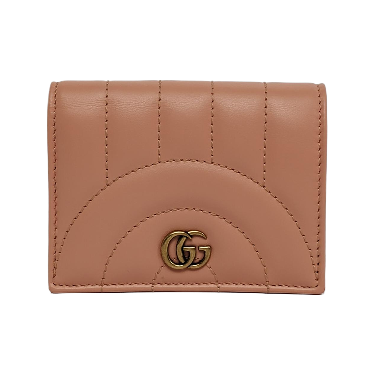 GUCCI GG Marmont Nude Pink Cow Leather Quilted Wallet Golden hardware-(SKU)-939800191