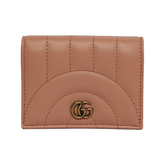 GUCCI GG Marmont Nude Pink Cow Leather Quilted Wallet Golden hardware-(SKU)-939800191