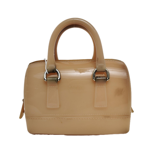 FURLA Candy mini Beige Special Material Crossbody Handbag Single Shoulder Bag Golden hardware Removable shoulder strap-(SKU)-940910047