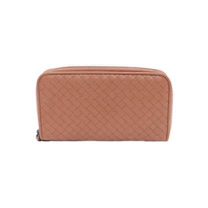 BOTTEGA VENETA Pink Cowhide Woven Wallet Black hardware-(SKU)-13502848