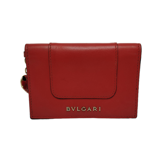 BVLGARI SERPENTI FOREVER Red Calf Leather Quilted Snake Head Bag Card Case Golden hardware-(SKU)-940744006
