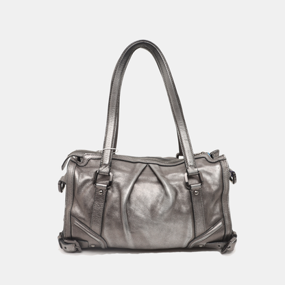 BURBERRY Silver Cowhide Single Shoulder Bag Crossbody Tote Bag Black hardware Removable shoulder strap-(SKU)-938135515