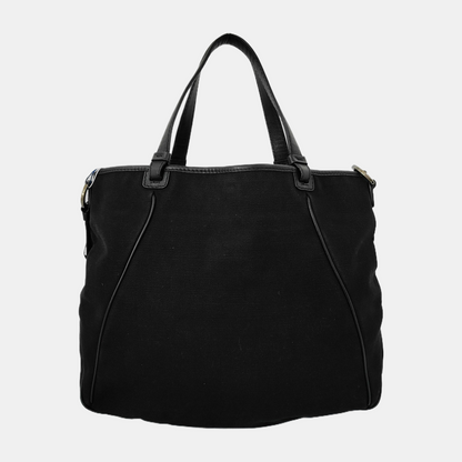 FERRAGAMO Tote bag Black Fabric Single Shoulder Bag Handbag Silver Hardware-(SKU)-942554388