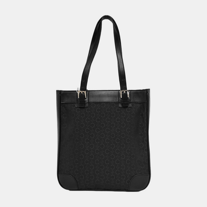CELINE Tote bag Black Canvas Floral Single Shoulder and Handbag Silver Hardware shoulder straps-(SKU)-944828633