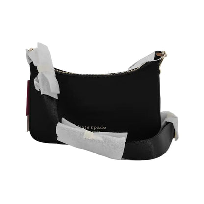 Kate Spade Black Nylon Crossbody Single Shoulder Bag Handbag Golden hardware Removable shoulder strap-(SKU)-944647989
