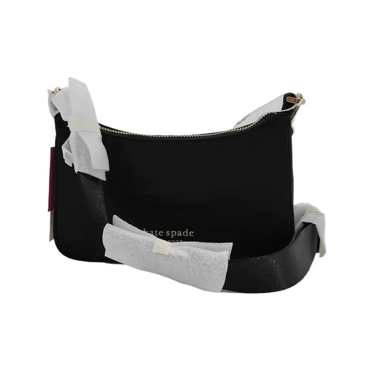 Kate Spade Black Nylon Crossbody Single Shoulder Bag Handbag Golden hardware Removable shoulder strap-(SKU)-944647989