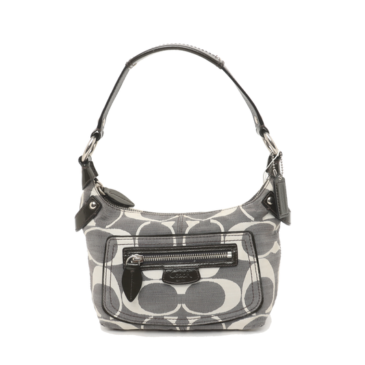 COACH Grey Canvas Monogram Single Shoulder Bag Silver Hardware-(SKU)-935729806