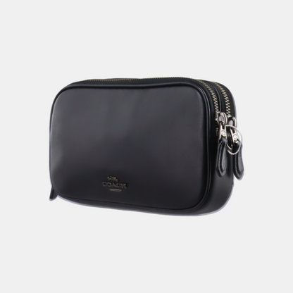 COACH SADIE Black Leather Stud Embossed Crossbody Shoulder Bag Black hardware Removable shoulder strap-(SKU)-13028836