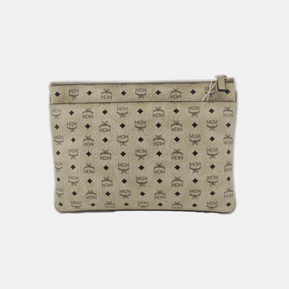MCM Medium size Beige coated canvas old flower printed single shoulder bag, handbag, crossbody bag Golden hardware Removable shoulder strap-(SKU)-938655064