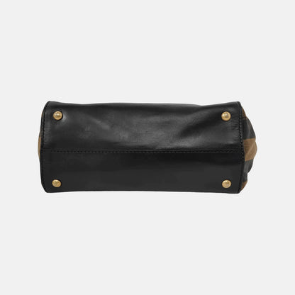 FENDI Silvana Black Leather Single Shoulder Bag Crossbody Bag Handbag Golden Silver Hardware Removable shoulder strap-(SKU)-946084214