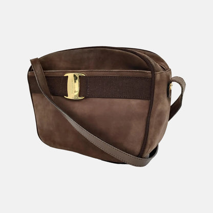FERRAGAMO Vara Brown Leather Crossbody Single Shoulder Bag Golden hardware-(SKU)-944711429