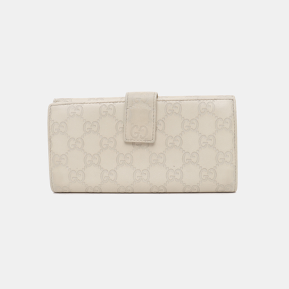 GUCCI Signature白色牛皮老花,压纹钱包-(SKU)-939007138