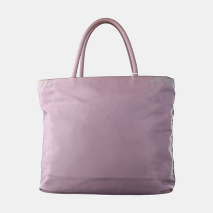 PRADA Tote bag Lavender Nylon Logo Tote Bag Single Shoulder Bag Silver Hardware-(SKU)-13802237
