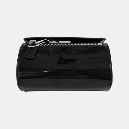 GIVENCHY Pandora Black Leather Crossbody Bag Single Shoulder Bag Silver Hardware Removable shoulder strap-(SKU)-946136707
