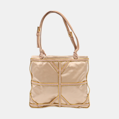 PRADA Tote bag Nude Pink Satin Tote Bag Golden hardware-(SKU)-14425412
