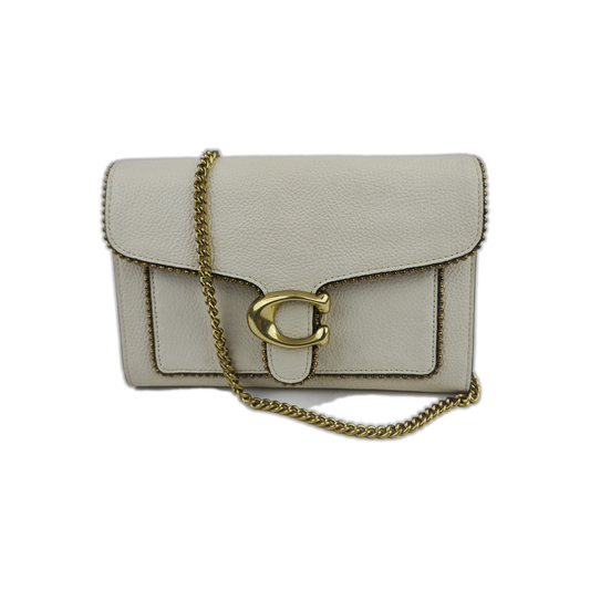 COACH TABBY White Leather Single Shoulder Bag Golden hardware Removable shoulder strap-(SKU)-939762938