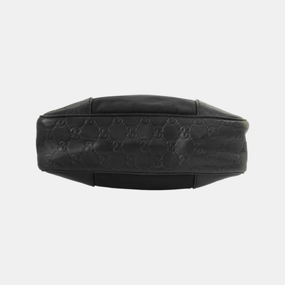 GUCCI Messenger Black Fabric Embossed Shoulder Bag Crossbody Bag Silver Hardware-(SKU)-945046020