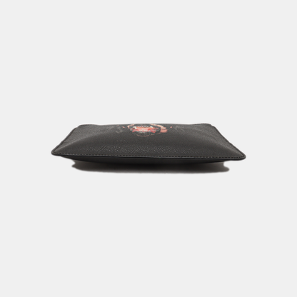 GIVENCHY Black Leather Printed Embossed Clutch Silver Hardware-(SKU)-14453406